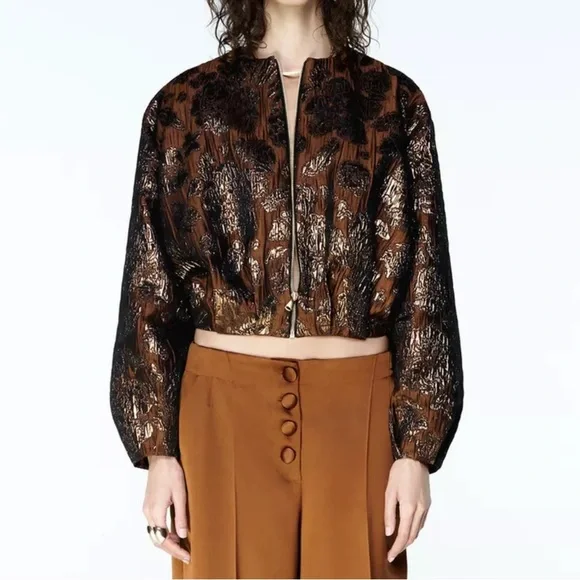 Zara Shimmering Copper Bomber Jacket - Picture 5 of 7